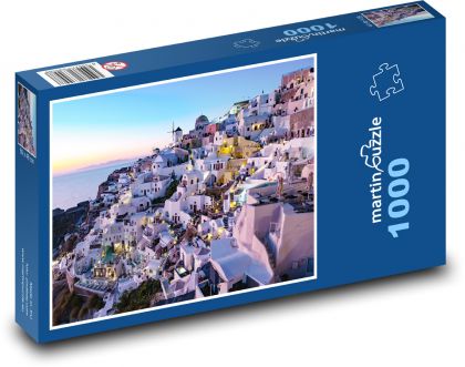 Zachód słońca na Santorini - Puzzle 1000 elementów, rozmiar 60x46 cm