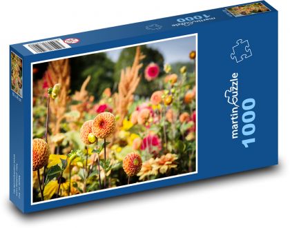Dalie - Puzzle 1000 elementów, rozmiar 60x46 cm