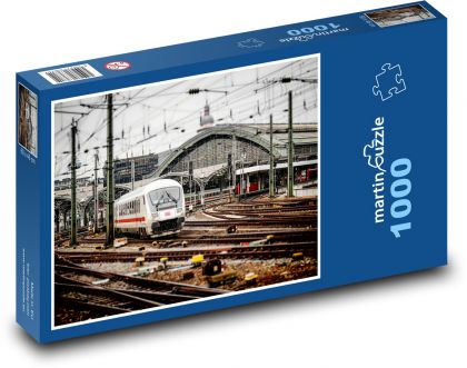 Pociąg na stację - Puzzle 1000 elementów, rozmiar 60x46 cm