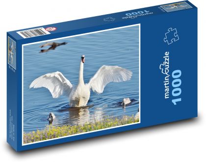 Łabędź na stawie - Puzzle 1000 elementów, rozmiar 60x46 cm