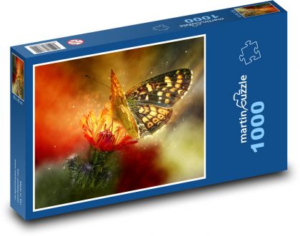 Motýľ na letnej kvetine - Puzzle 1000 dielikov, rozmer 60x46 cm