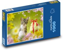 Veľkonočné vajíčko a mačka Puzzle 1000 dielikov - 60 x 46 cm