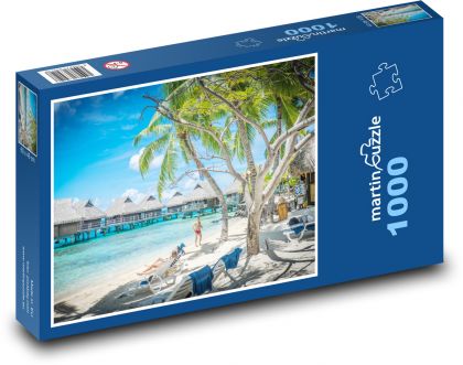 Bora - bora, palmy - Puzzle 1000 dielikov, rozmer 60x46 cm