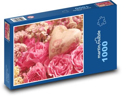 Růže a srdce - puzzle 1000 dílků