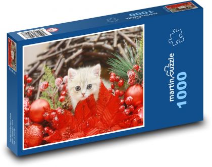 Cat & Christmas Decorations - Puzzle 1000 pieces, size 60x46 cm 