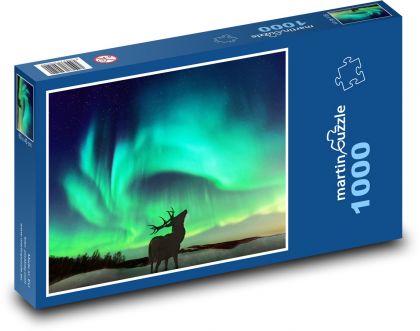 Northern Lights - Deer - Puzzle 1000 pieces, size 60x46 cm 