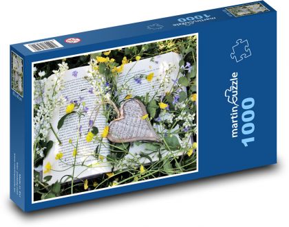 Wiosenne kwiaty - książka - Puzzle 1000 elementów, rozmiar 60x46 cm