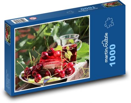 Čerešne - Torta - Puzzle 1000 dielikov, rozmer 60x46 cm