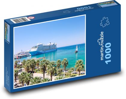 Statek w porcie - Puzzle 1000 elementów, rozmiar 60x46 cm