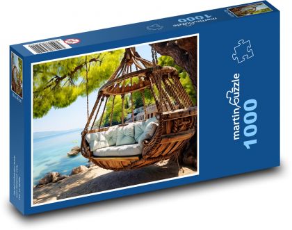 Huśtawka nad morzem - Puzzle 1000 elementów, rozmiar 60x46 cm