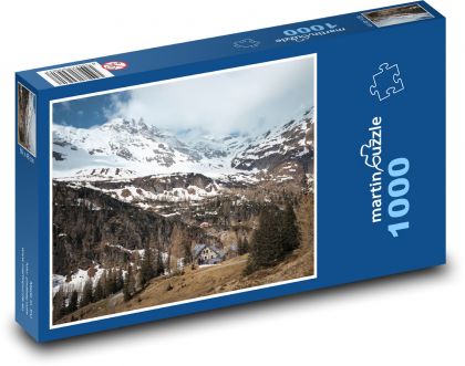 Hory - príroda, budovy - Puzzle 1000 dielikov, rozmer 60x46 cm