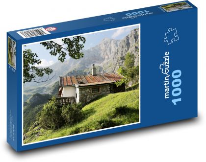 Horská chata - Puzzle 1000 dílků, rozměr 60x46 cm