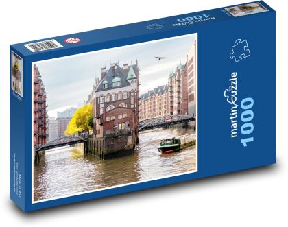 Hamburg - kanál - Puzzle 1000 dielikov, rozmer 60x46 cm