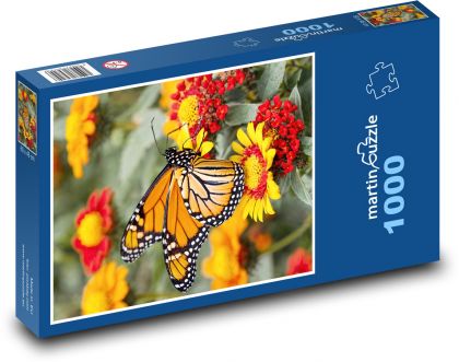 Motýl - květiny - puzzle 1000 dílků
