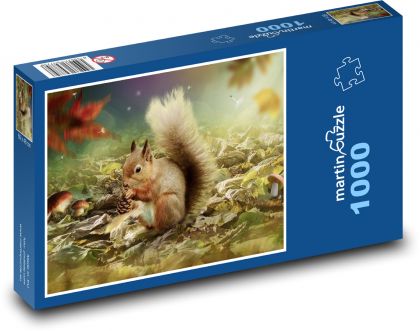 Veverička - hlodavec - Puzzle 1000 dielikov, rozmer 60x46 cm