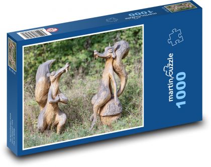 Figurki drewniane - rzeźba - Puzzle 1000 elementów, rozmiar 60x46 cm