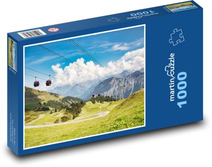 Góry - kolejka linowa - Puzzle 1000 elementów, rozmiar 60x46 cm