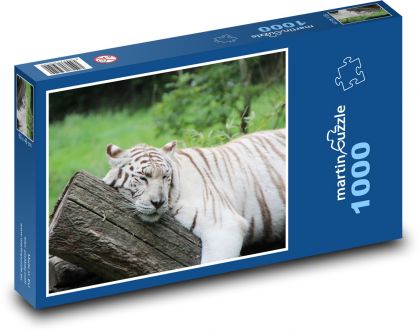 Śpiący biały tygrys - Puzzle 1000 elementów, rozmiar 60x46 cm
