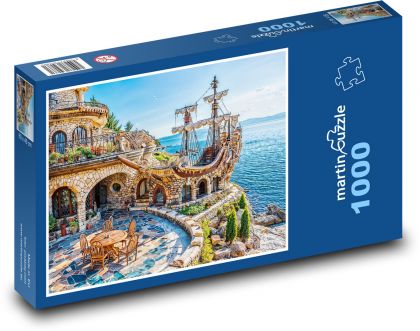Stone house and pirate ship - Puzzle 1000 pieces, size 60x46 cm 