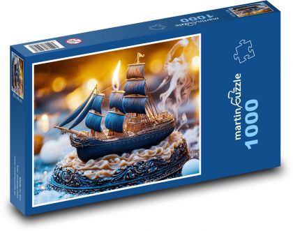 Świeca - łódź, żaglówka - Puzzle 1000 elementów, rozmiar 60x46 cm