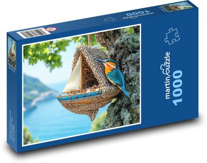 Birdhouse - bird, kingfisher - Puzzle 1000 pieces, size 60x46 cm 