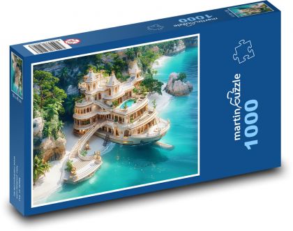 Loď na pláži - Puzzle 1000 dílků, rozměr 60x46 cm