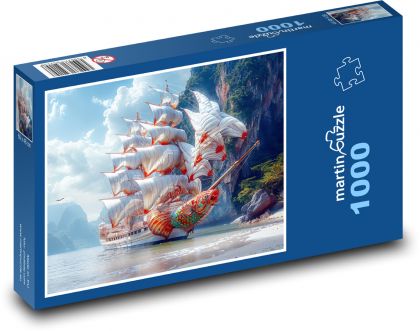 Żaglówki na wybrzeżu - Puzzle 1000 elementów, rozmiar 60x46 cm