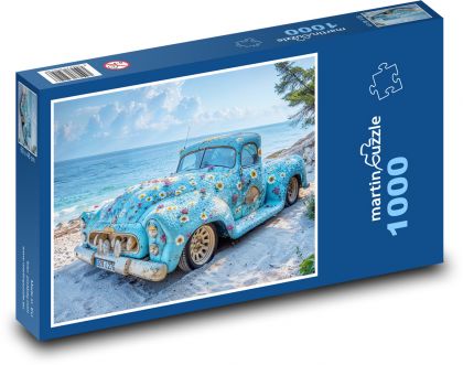 Auto na piesočnatej pláži - Puzzle 1000 dielikov, rozmer 60x46 cm