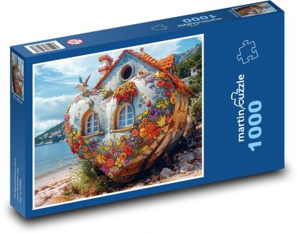 Srdce - dom, pláž - Puzzle 1000 dielikov, rozmer 60x46 cm
