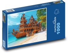 Drevená loď - dom Puzzle 1000 dielikov - 60 x 46 cm