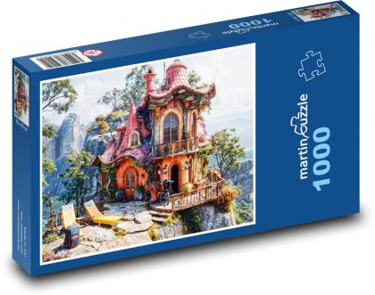 Dom na skale - Puzzle 1000 elementów, rozmiar 60x46 cm