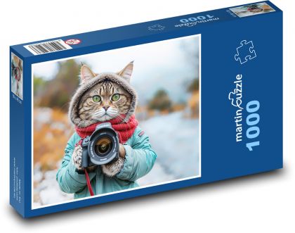 Kot - fotograf - Puzzle 1000 elementów, rozmiar 60x46 cm