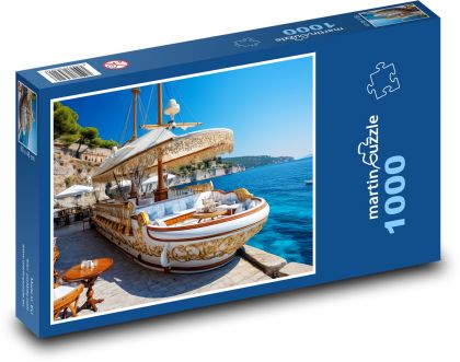 Kanapa - łódź, plaża - Puzzle 1000 elementów, rozmiar 60x46 cm