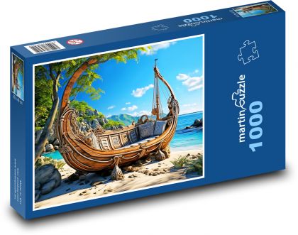 Gauč - loď, pláž - puzzle 1000 dílků