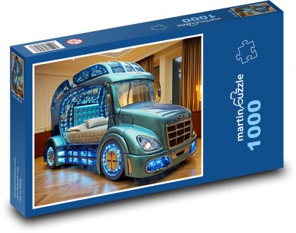 Svetelné auto - posteľ - Puzzle 1000 dielikov, rozmer 60x46 cm