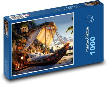 Posteľ s nebesami - Puzzle 1000 dielikov, rozmer 60x46 cm