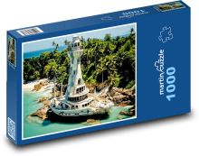 Maják - loď, moře Puzzle 1000 - 60x46 cm