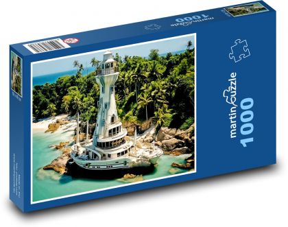 Maják - loď, more - Puzzle 1000 dielikov, rozmer 60x46 cm