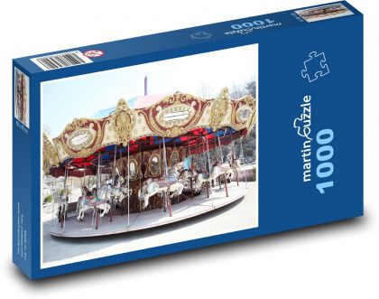 Karuzela w parku rozrywki - Puzzle 1000 elementów, rozmiar 60x46 cm