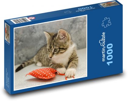 Mačka - srdce, láska - Puzzle 1000 dielikov, rozmer 60x46 cm