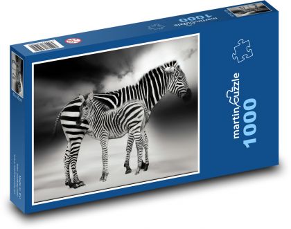 Zebra - Mutter und Junges - Puzzle - 1000 Teile