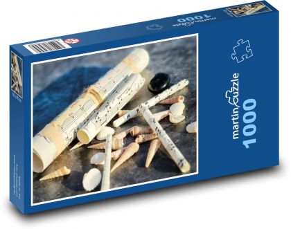 Noty - mušle - Puzzle 1000 dielikov, rozmer 60x46 cm