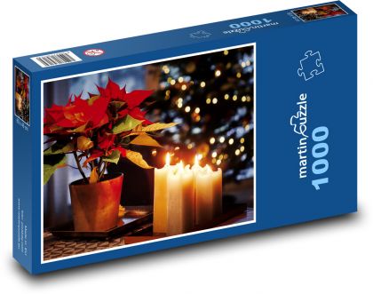 Vianočný kvet - sviečky - Puzzle 1000 dielikov, rozmer 60x46 cm