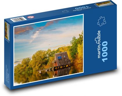 Jazerná chata - Puzzle 1000 dielikov, rozmer 60x46 cm