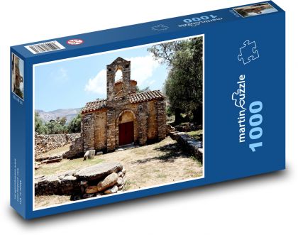 Byzantská kaplnka - Kostol, Grécko - Puzzle 1000 dielikov, rozmer 60x46 cm