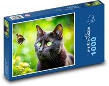 Schmetterling und schwarze Katze Puzzle 1000 Teile - 60 x 46 cm