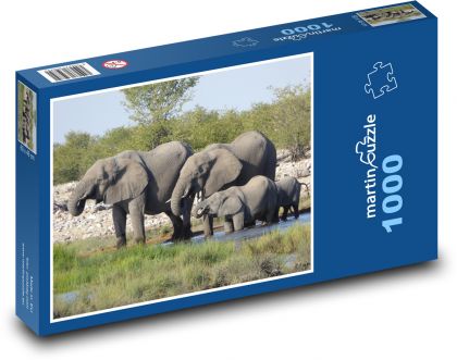 Herd of Elephants - Puzzle 1000 pieces, size 60x46 cm 