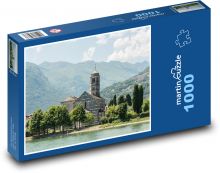 Jezioro Como - kościół Puzzle 1000 elementów - 60x46 cm