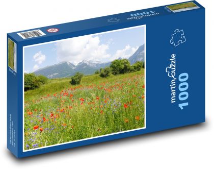 Horská louka - Puzzle 1000 dílků, rozměr 60x46 cm