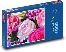 Rosen - rosa Blüten Puzzle 1000 Teile - 60 x 46 cm